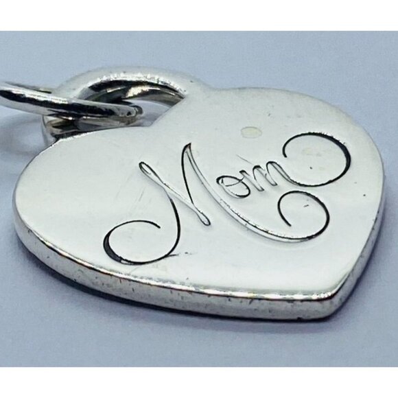 Tiffany & Co Silver Mom Heart Pendant Clasp Charm For Necklace Or Bracelet - Picture 4 of 5